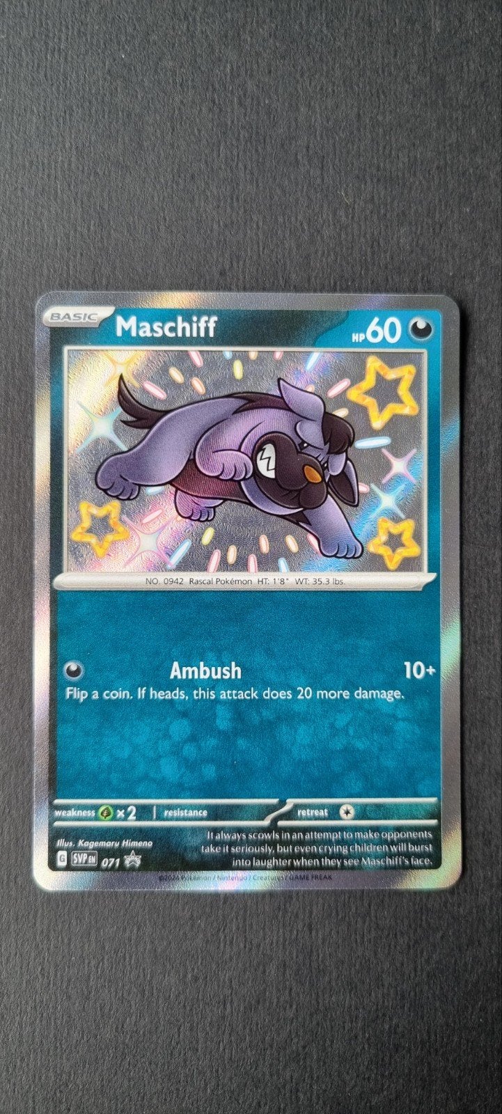 Maschiff 071 Scarlet en violet promos (SVP 071), Hobby en Vrije tijd, Verzamelkaartspellen | Pokémon, Zo goed als nieuw, Losse kaart
