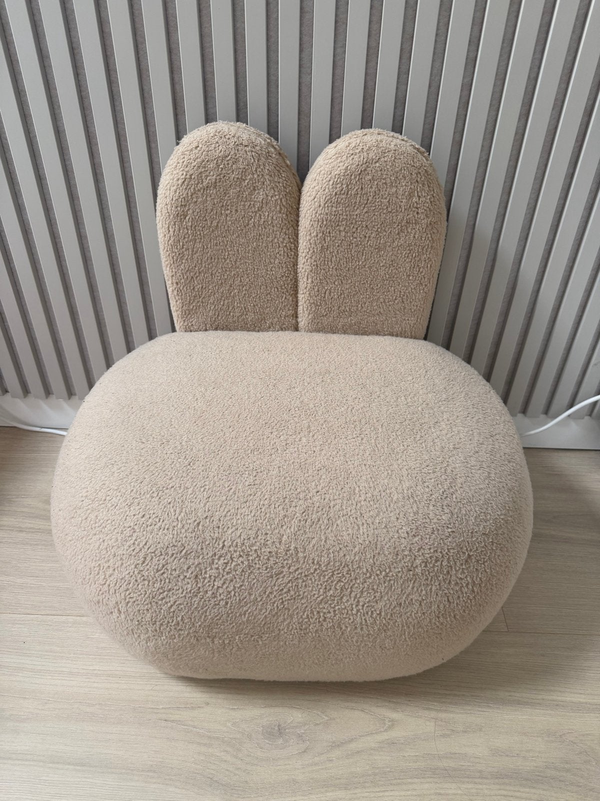 Schattige konijnenstoel voor kinderen - beige teddy stof, Ophalen, Overige kleuren, Zo goed als nieuw, Eén