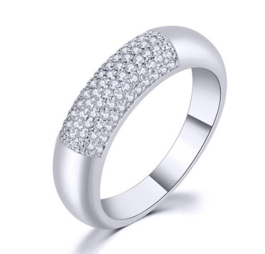 Mooie 18K witgoud verguld ring met witte zirkonen, Overige materialen, Nieuw, Ophalen of Verzenden, 17 tot 18