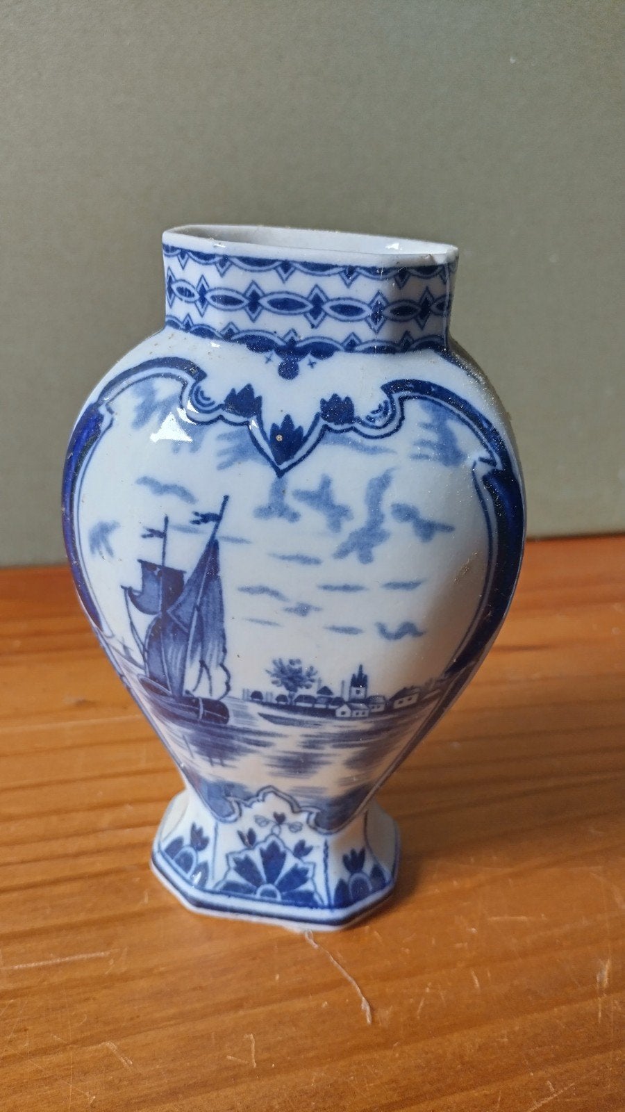 Delfts Blauw vaasje met Hollands landschap, Ophalen of Verzenden