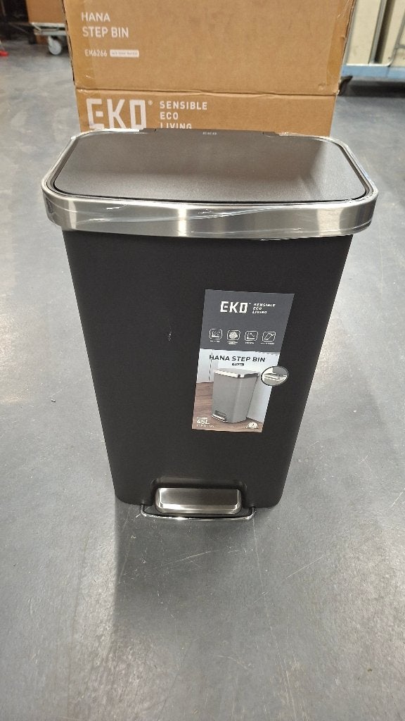 EKO HANA Pedaalemmer prullenbak afvalbak zwart 45 liter, Ophalen, Overige materialen, Met pedaal, .