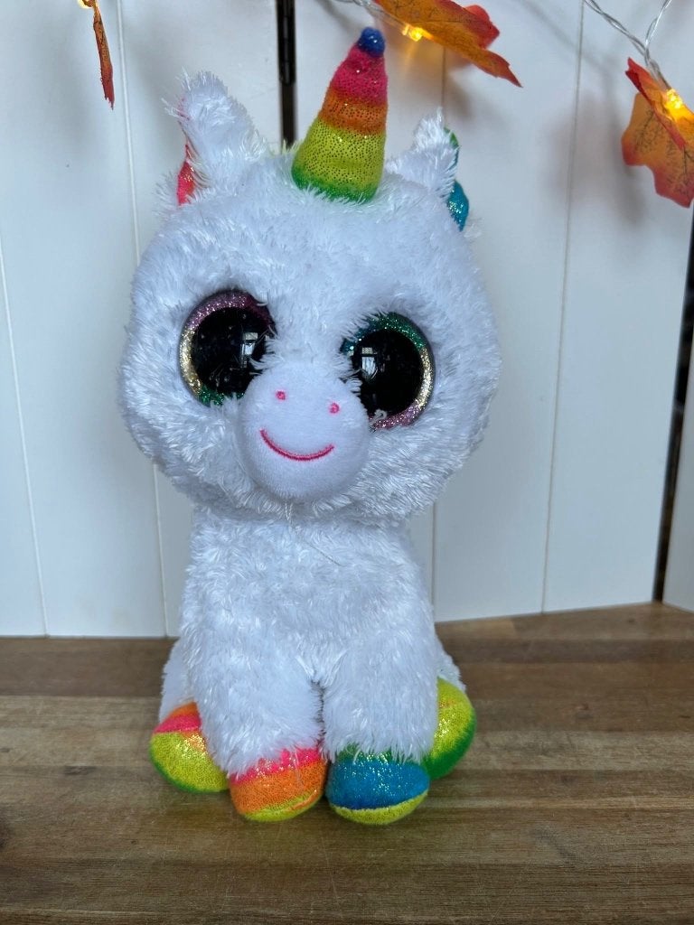 Ty Beanie Boos eenhoorn Pixy knuffel 24 cm met glitterogen, Paard, Gebruikt, Ophalen of Verzenden, Middelgroot (20 tot 80 cm)