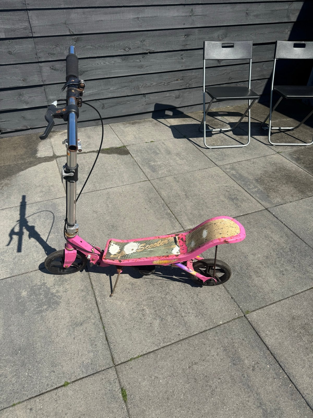 Roze space scooter met rem - Gebruikt, Fietsen en Brommers, Steps, Gebruikt, Gewone step, Ophalen of Verzenden