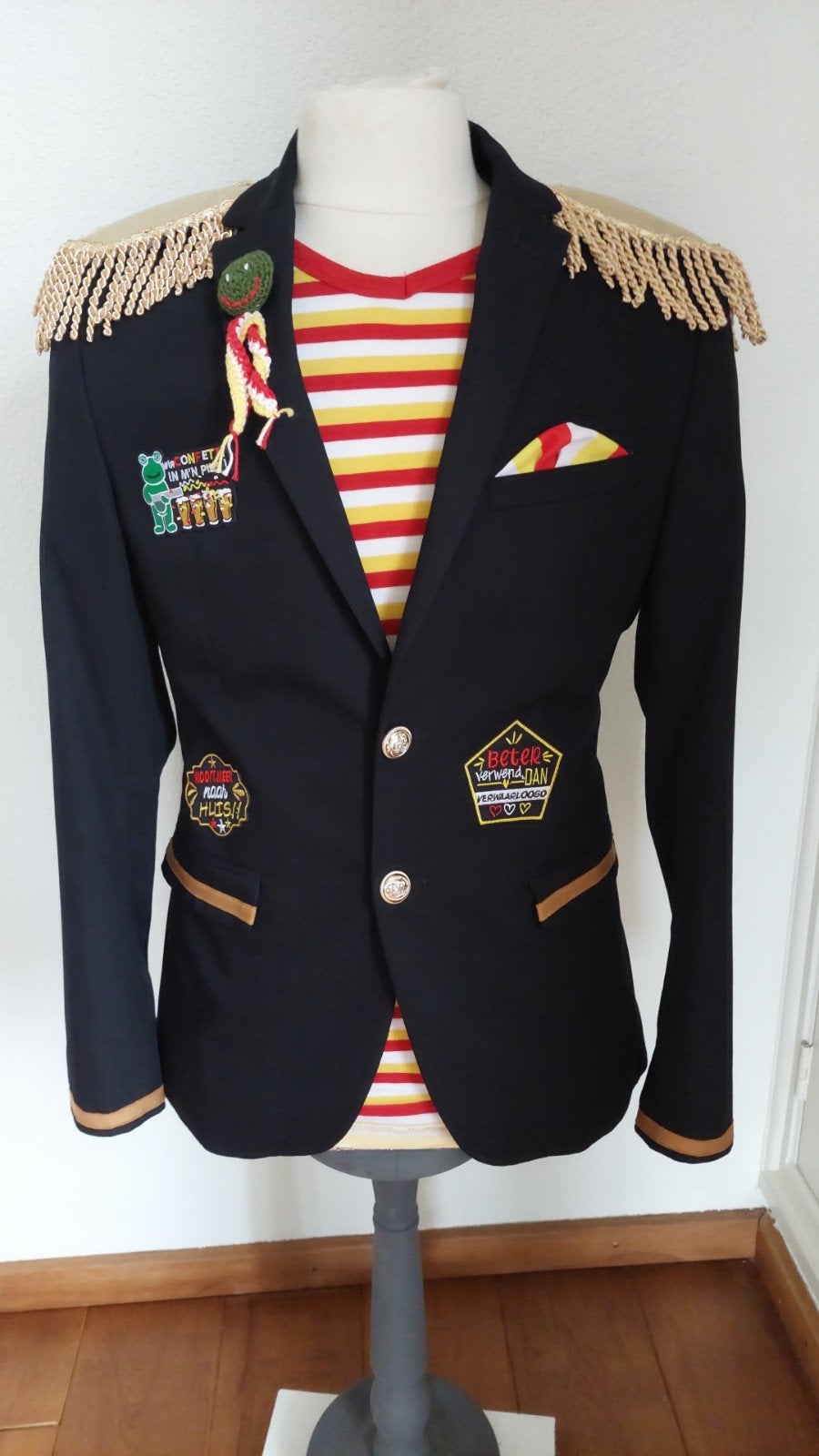 Oeteldonk zwart heren jasje maat 48, Carnaval, Maat 48/50 (M), Ophalen of Verzenden, Zo goed als nieuw