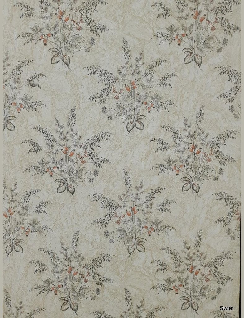 13969 Veldboeket behang beige roest herfst bloemen swiet, Ophalen of Verzenden, Beige