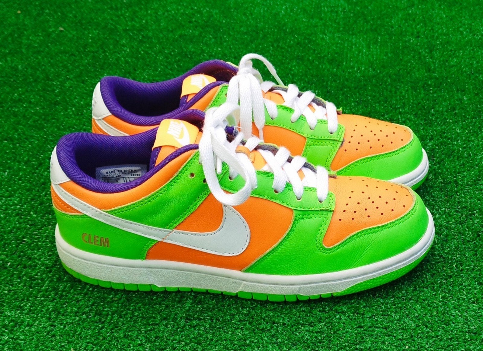 Nike Dunk Low 'Clem' Oranje/Groen/Paars - Maat 38.5, Overige kleuren, Nike, Ophalen of Verzenden, Nike