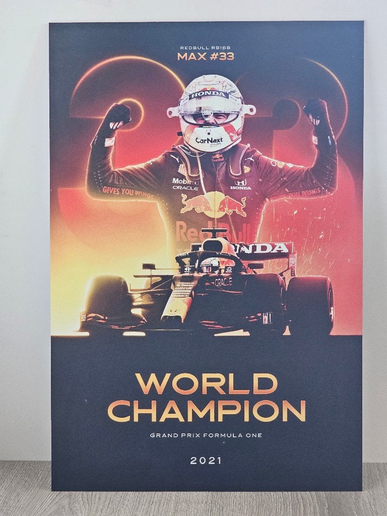 Max Verstappen Red Bull WK 2021. Alumex alu plaat/foto., Ophalen of Verzenden, Zo goed als nieuw, Formule 1