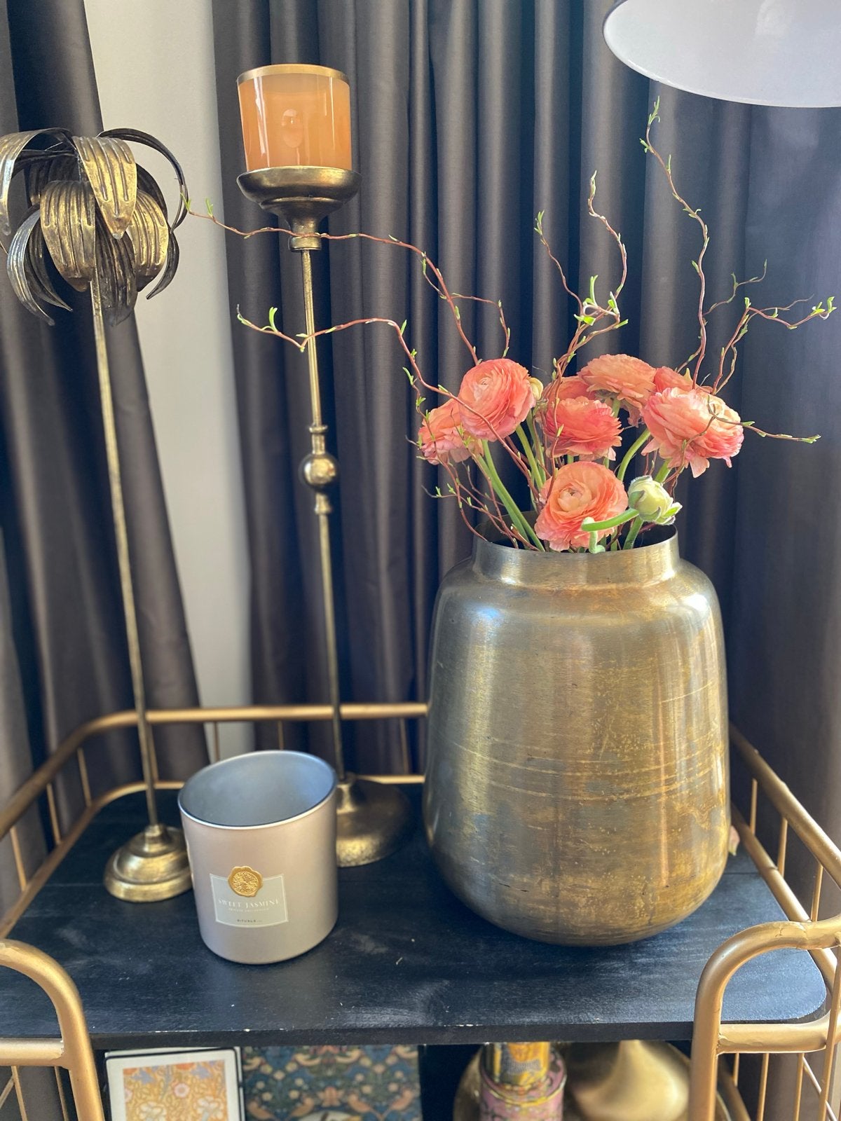 Set van 2 messing vazen - The Nile Vase 2 - Goud, Huis en Inrichting, Woonaccessoires | Vazen, Ophalen, Gebruikt, Met patroon/structuur