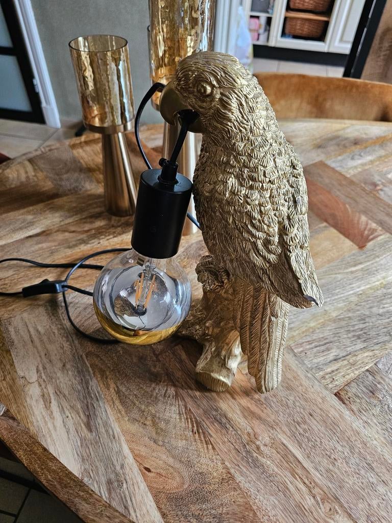 Mooie gouden papegaai lamp, Ophalen of Verzenden, Zo goed als nieuw, Minder dan 50 cm