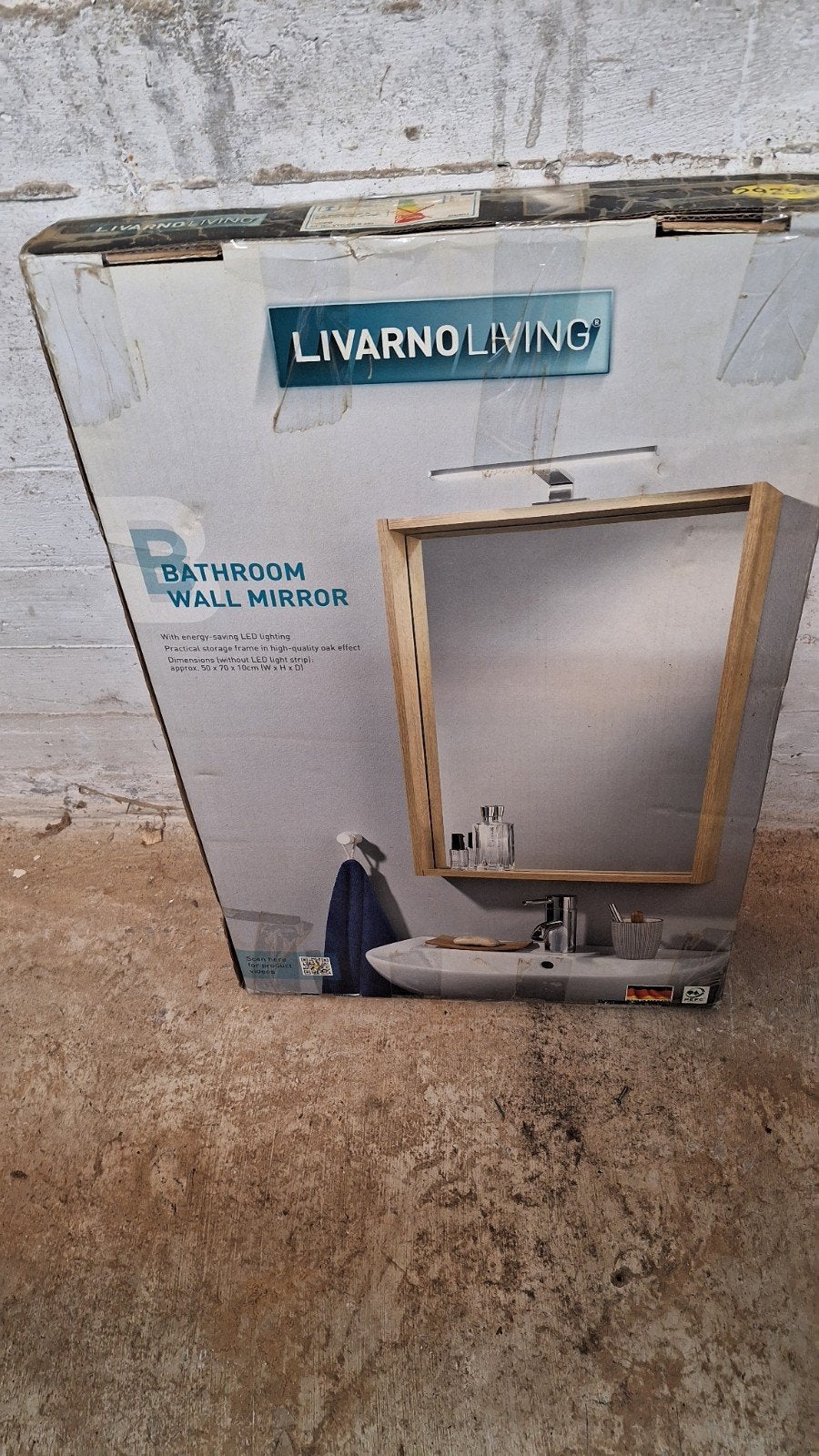 LIVARNO LIVING Badkamer Wandspiegel met LED verlichting, Ophalen of Verzenden, Nieuw, Rechthoekig, 50 tot 75 cm