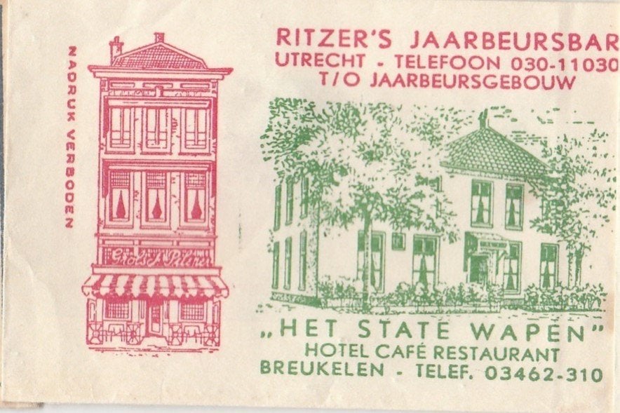 Het State Wapen Breukelen - Ritzer jaarbeursbar Utrecht, Ophalen of Verzenden