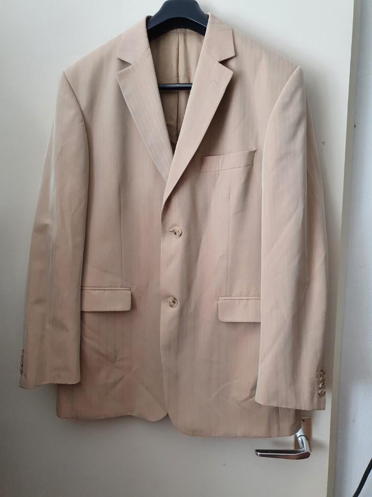 Zandkleurig vintage kostuum pak maat 50, Verzenden, Gedragen, Maat 48/50 (M), Grijs