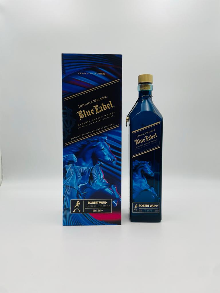 Lege Johnnie Walker Blue Label Robert Wun fles + doos, Ophalen of Verzenden, Gebruikt, Overige typen