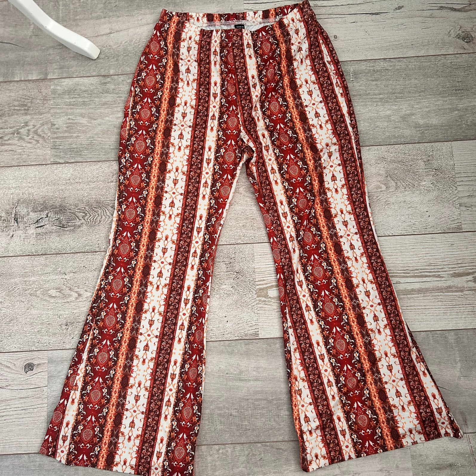 Shein Flared Broek Boho Print Roestbruin – Maat M, Kleding | Dames, Maat 38/40 (M), Oranje, Ophalen of Verzenden, Lang