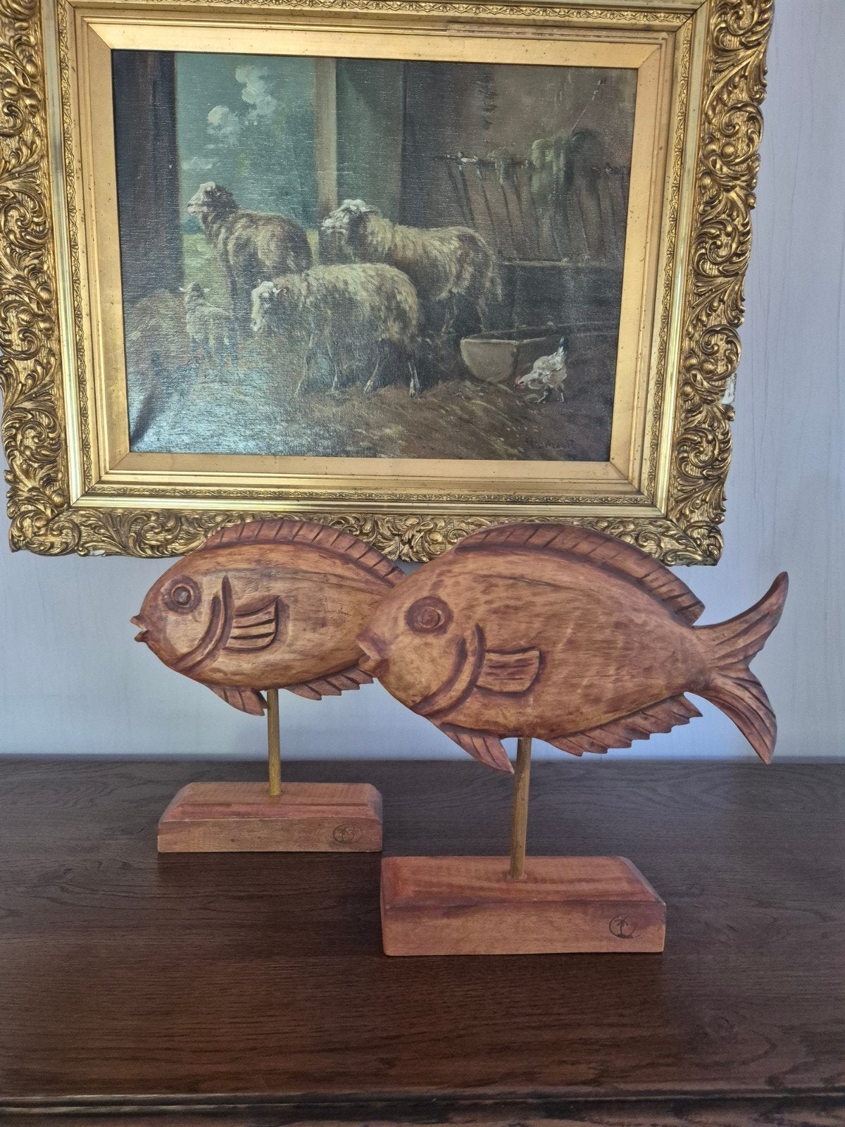 Twee vissen hout beelden, Ophalen of Verzenden