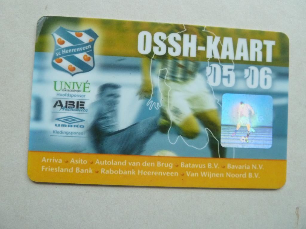 OSSH - Kaart  Sc Heerenveen  2005/06  Paarse achterkant, Verzamelen, Ophalen of Verzenden, Gebruikt, Overige binnenlandse clubs