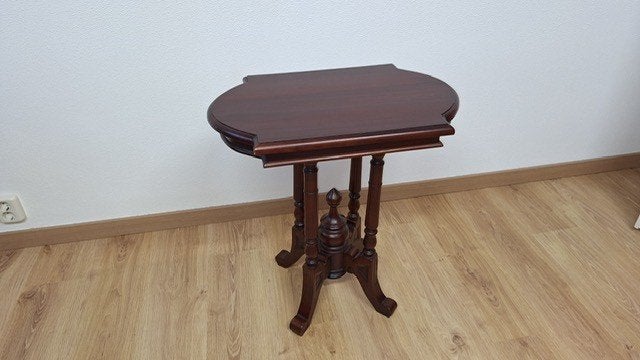 Prachtige bijzettafel Mahoniehout, Ophalen, 55 tot 75 cm, Zo goed als nieuw, Hout