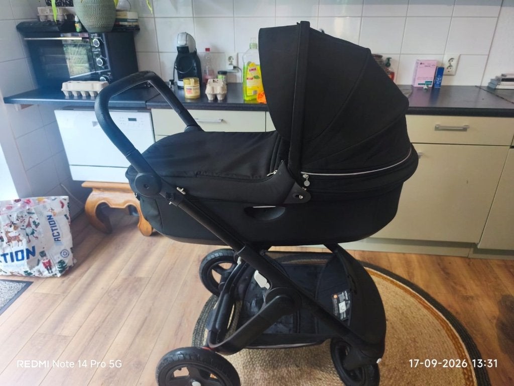 Stokke Trailz kinderwagen met reiswieg en zitje, Ophalen, Gebruikt, Overige merken, Verstelbare rugleuning