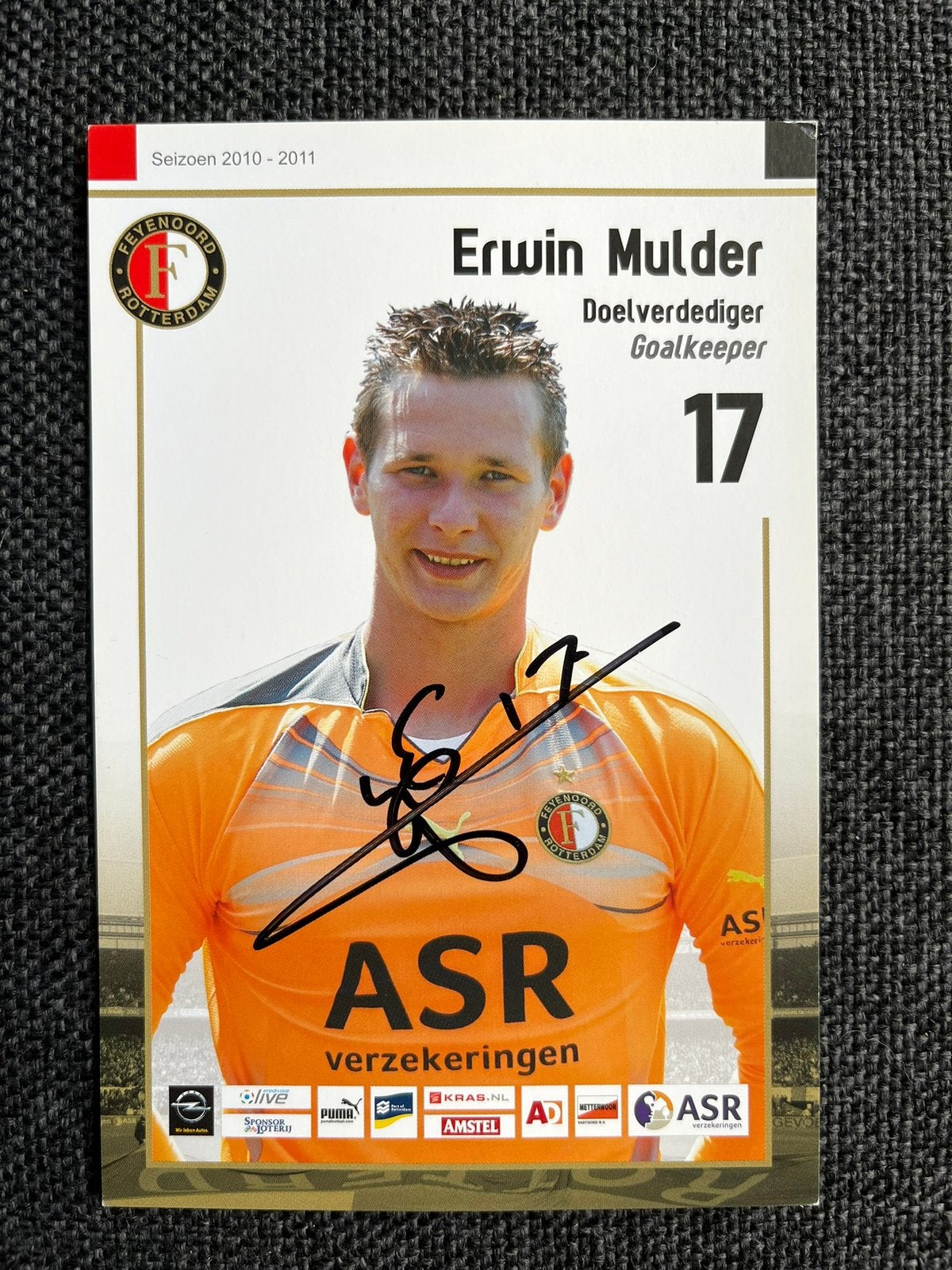 Feyenoord spelerskaart Mulder met handtekening, Ophalen of Verzenden, Zo goed als nieuw, Feyenoord, Spelerskaart