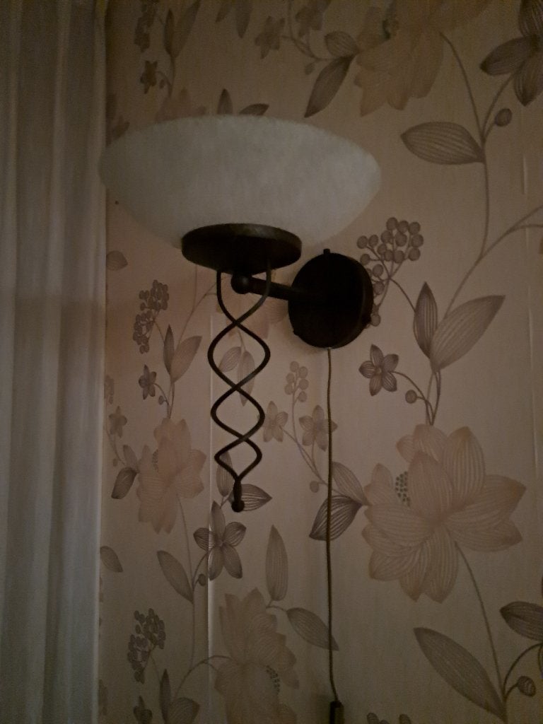 Wandlamp  – glas en metaal, Ophalen, Met schakelaar, Overige fittingen, Zo goed als nieuw