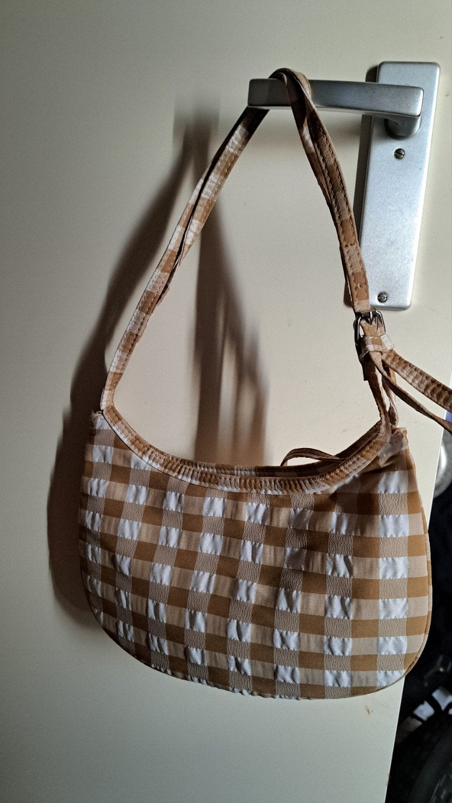 Zara schoudertasje geruit beige/wit, Ophalen of Verzenden, Gebruikt, Beige, Schoudertasje