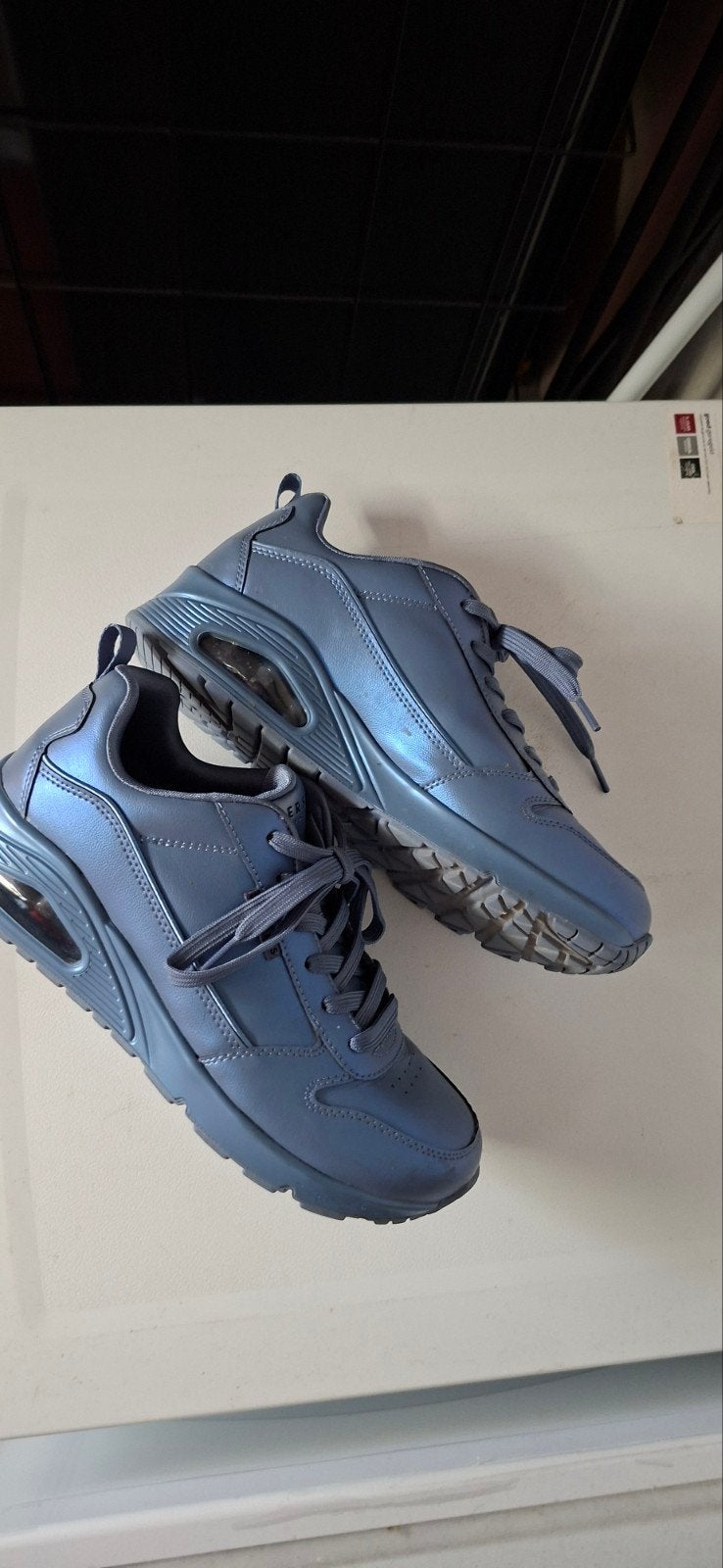 Skechers Uno Metallic Blauw Sneakers - Zo goed als nieuw, Skechers, Blauw, Ophalen of Verzenden, Sneakers of Gympen