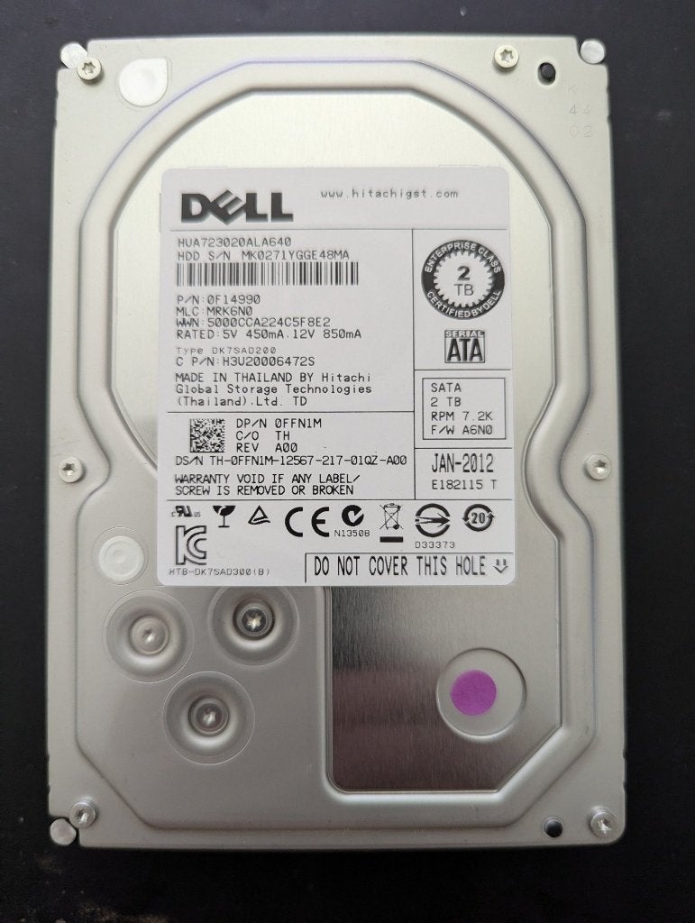 Hitachi Ultrastar 7K3000 2TB HUA723020ALA640 HDD MK0271YGGE4, Computers en Software, Harde schijven, Ophalen of Verzenden, Gebruikt