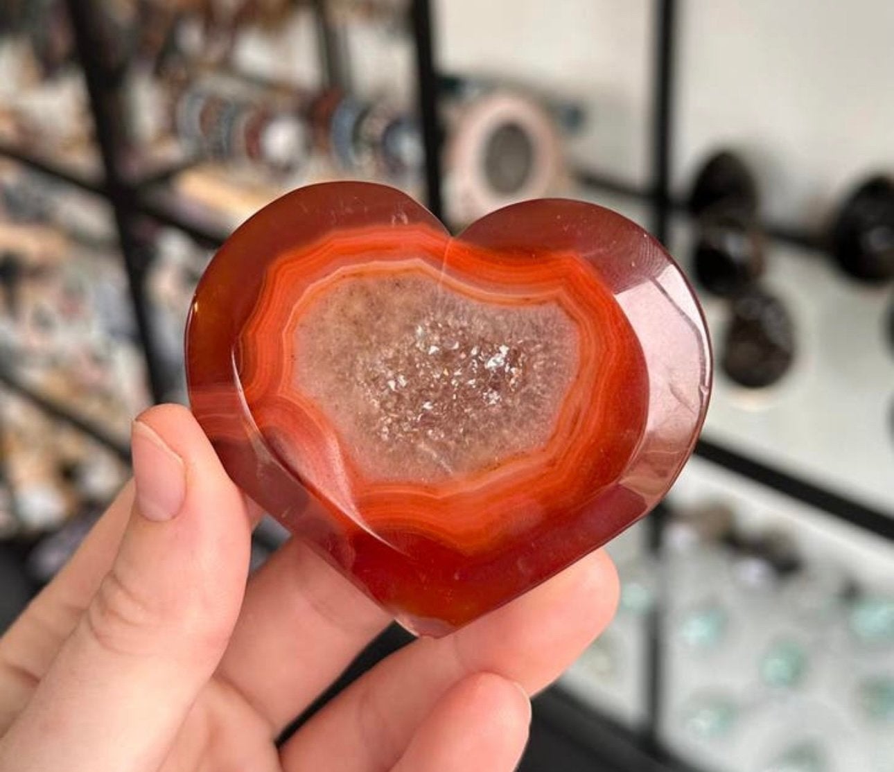Prachtig druzy sardonyx hart!, Ophalen of Verzenden
