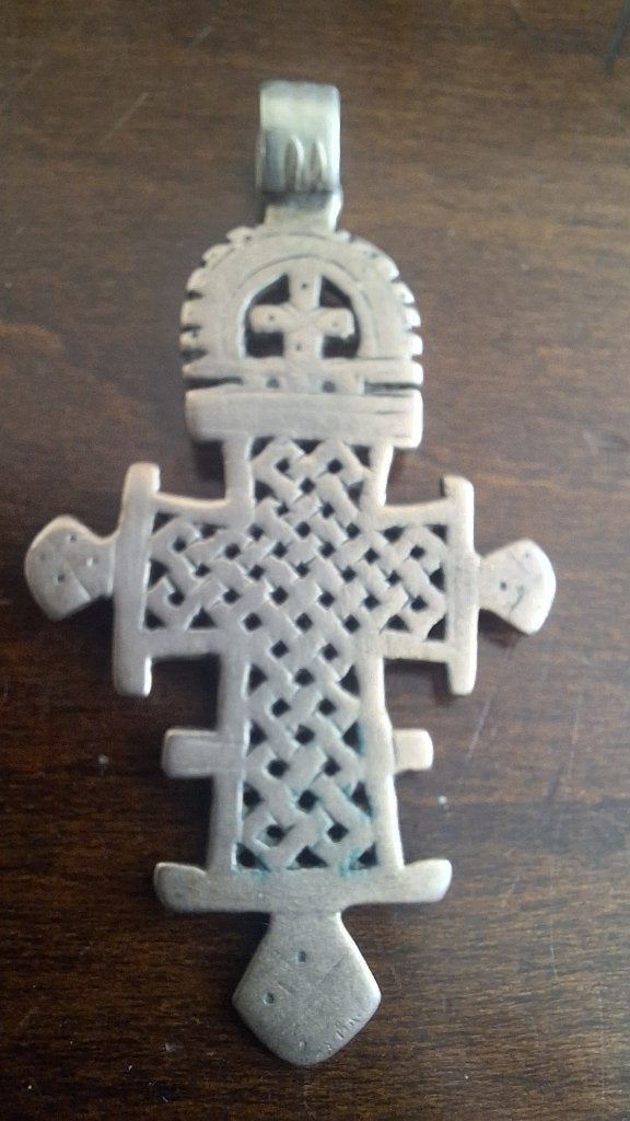 Ethiopische kruis amulet hanger, Overige materialen, Ophalen of Verzenden, Zo goed als nieuw, Kruis of Symbool