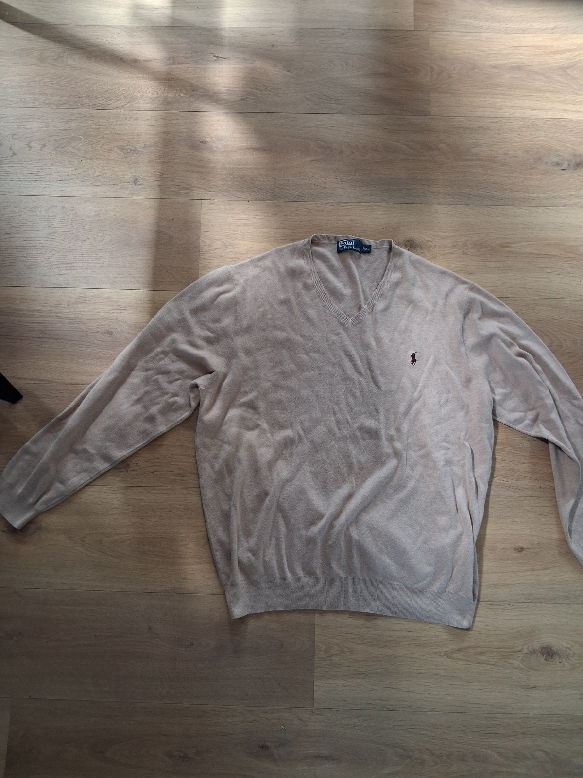 Ralph Lauren V-hals trui - Beige - XXL - 100% Katoen, Beige, Overige maten, Ophalen of Verzenden, Polo Ralph Lauren