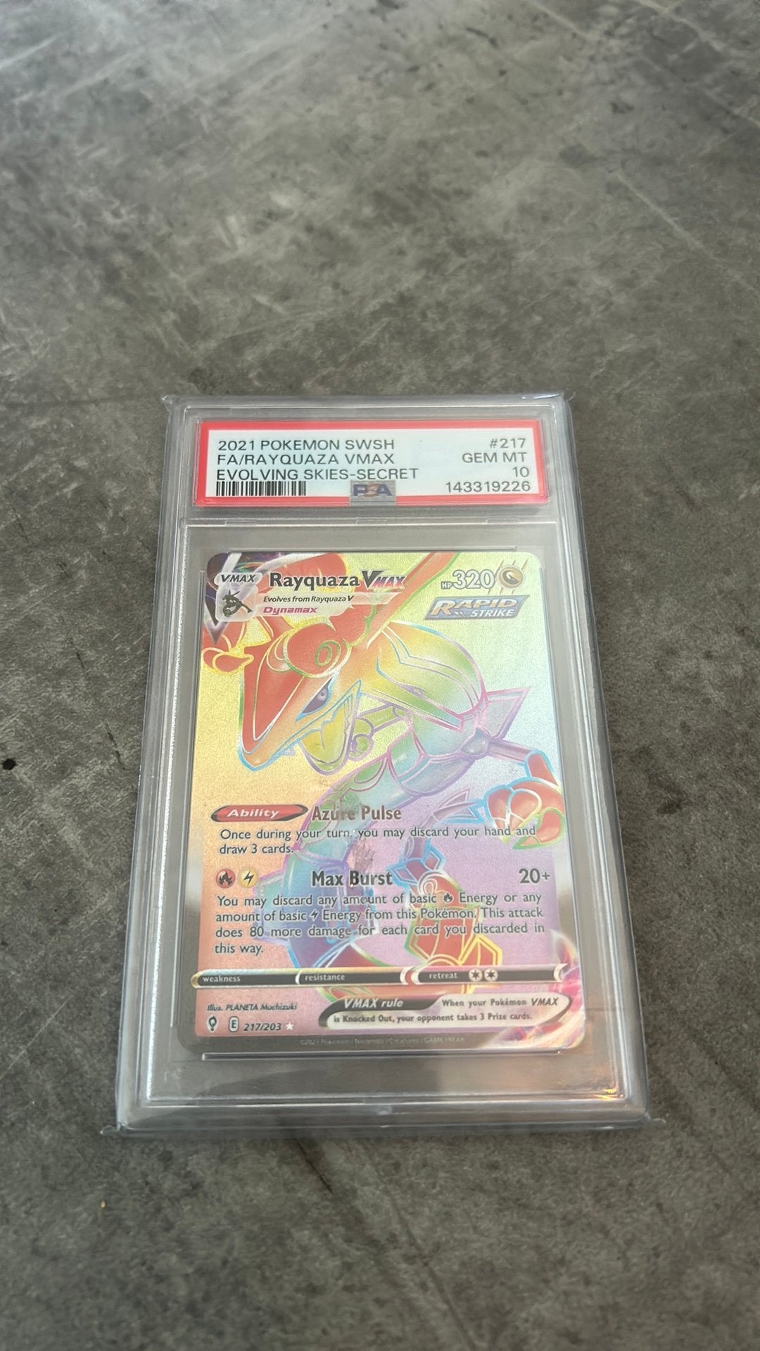 Rayquaza VMAX 2021 PSA 10, Ophalen of Verzenden, Zo goed als nieuw