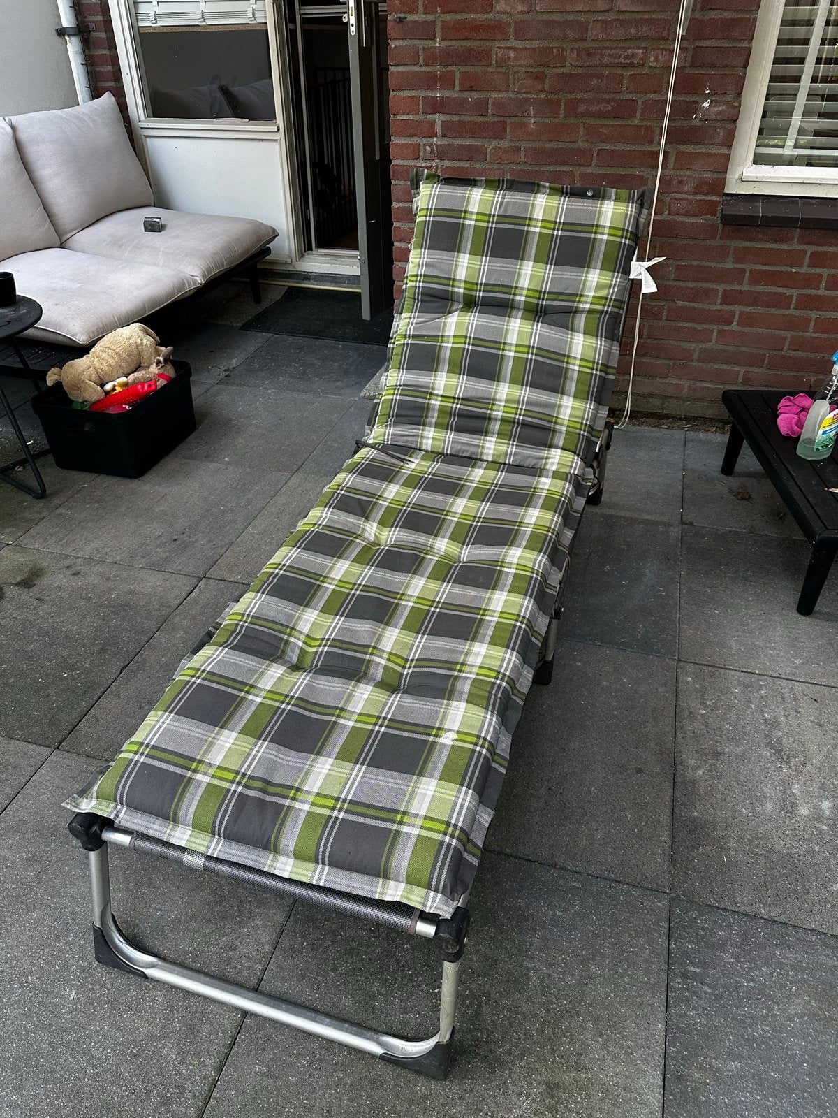 Ligstoel inclusief kussen, Tuin en Terras, Ophalen, Gebruikt, Metaal, Inklapbaar