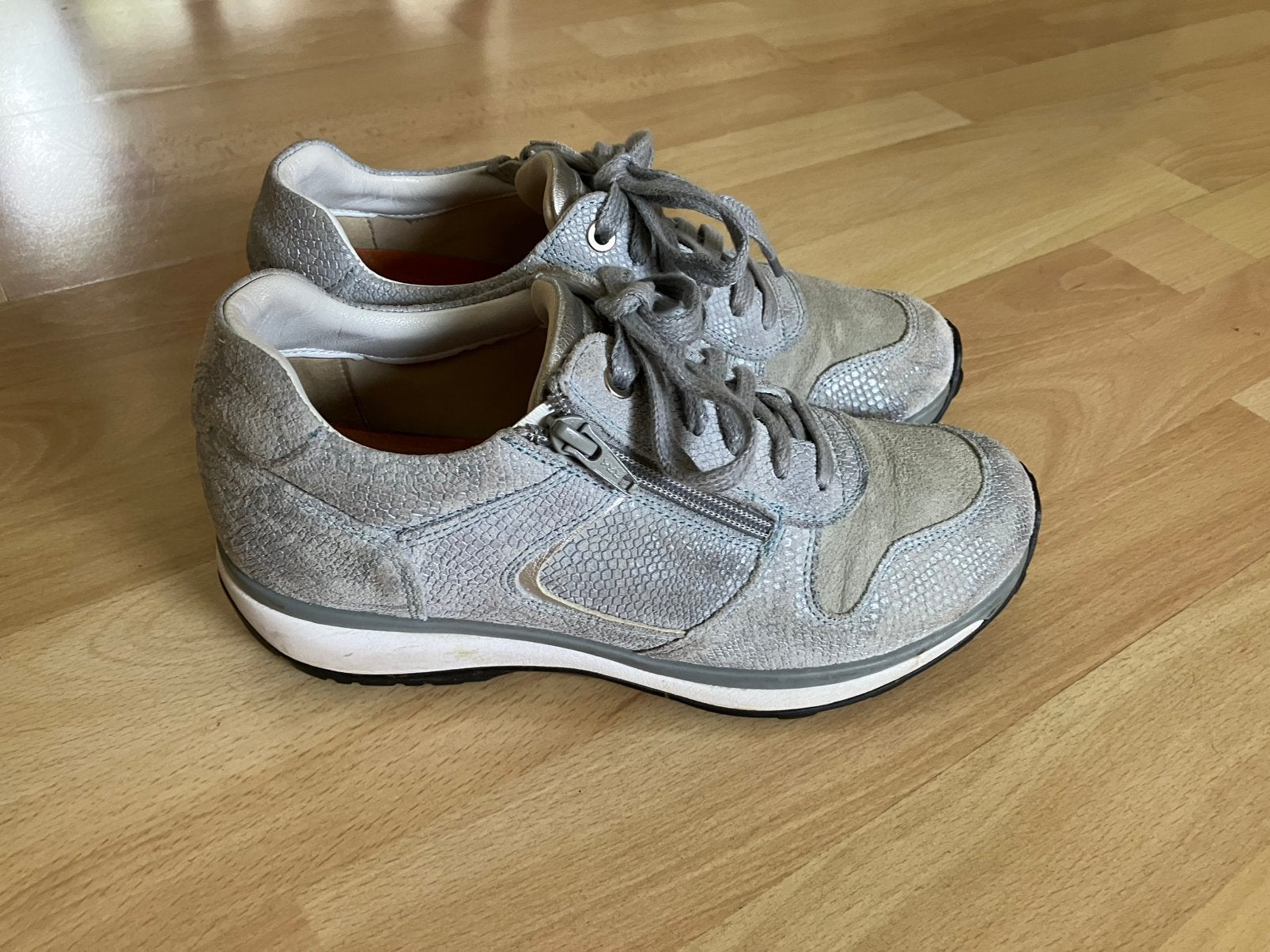 Xsensible Stretchwalker grijsblauwe leren schoenen 38 izgs, Schoenen met lage hakken, Blauw, Ophalen of Verzenden, Gedragen