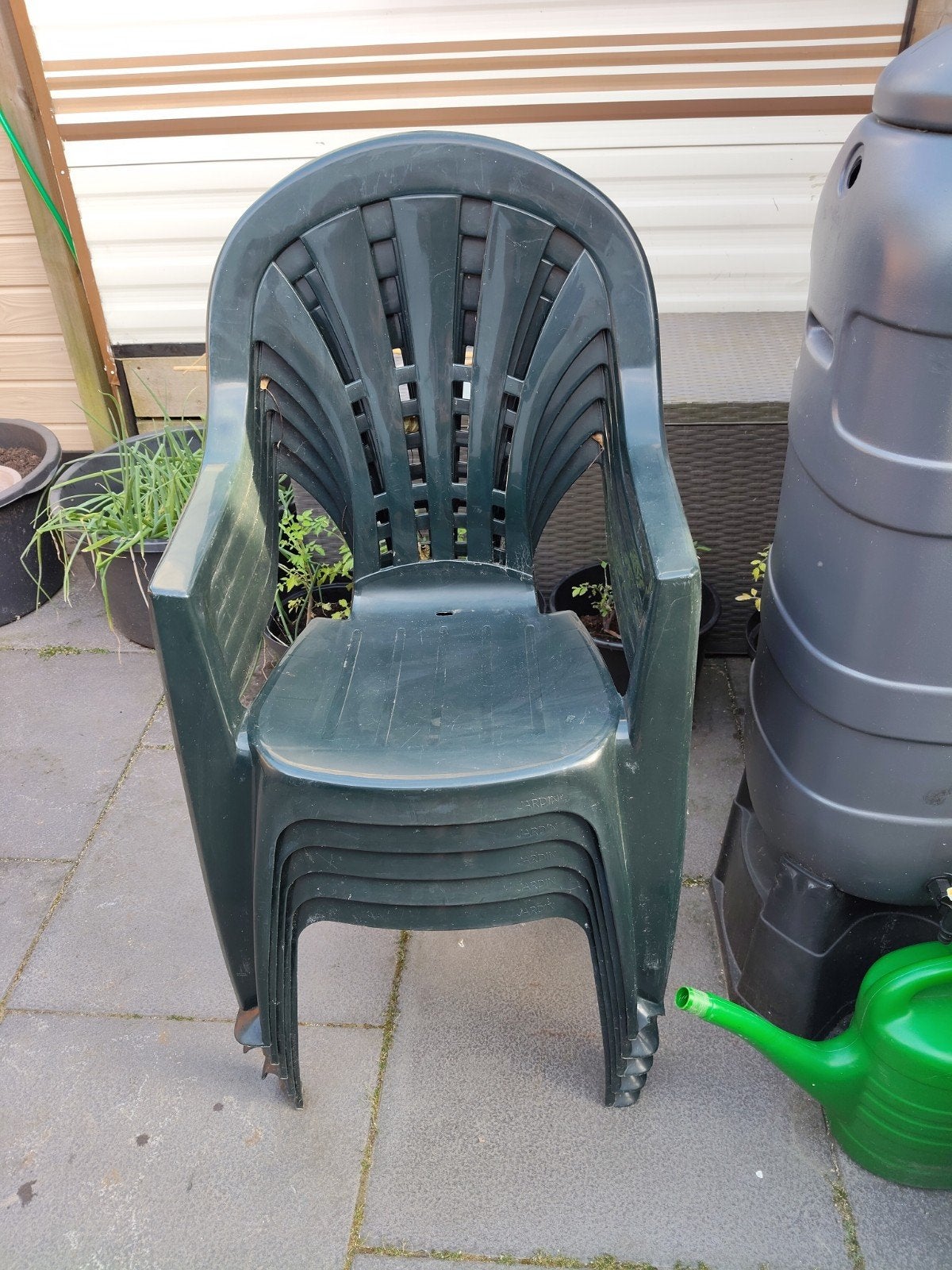5 Jardin tuinstoelen met extra hoge rugleuning, Tuin en Terras, Ophalen, Gebruikt, Kunststof, Stapelbaar