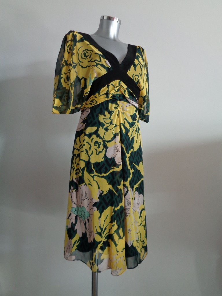 Diane von Furstenberg chiffon zijde jurk met onderjurk US10, Maat 38/40 (M), Verzenden, Zo goed als nieuw, Diane von Furstenberg