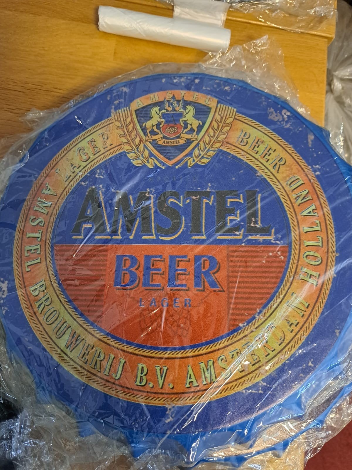 Amstel dop doorsnede 30cm Nieuw, Ophalen, Nieuw, Reclamebord