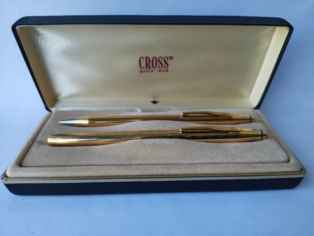 Cross pennenset 1/20 18kt rolled gold in orig. doos – zgan, Pennenset, Cross, Met doosje, Ophalen of Verzenden