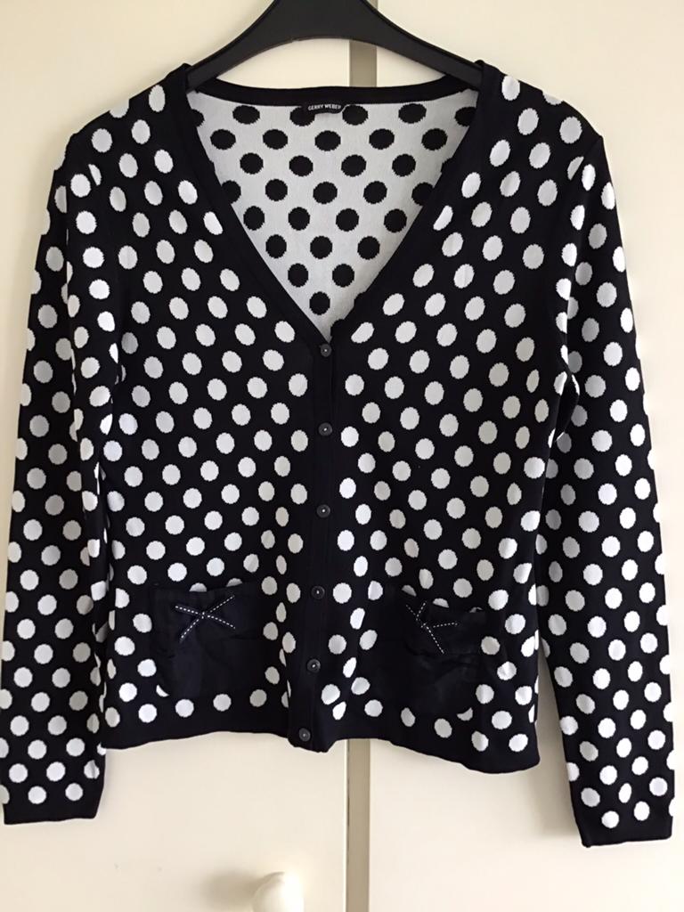 Stippel vest, Gerry Weber, 38, donkerblauw/wit €16.nieuw,, Ophalen of Verzenden, Zo goed als nieuw, Maat 38/40 (M), Wit