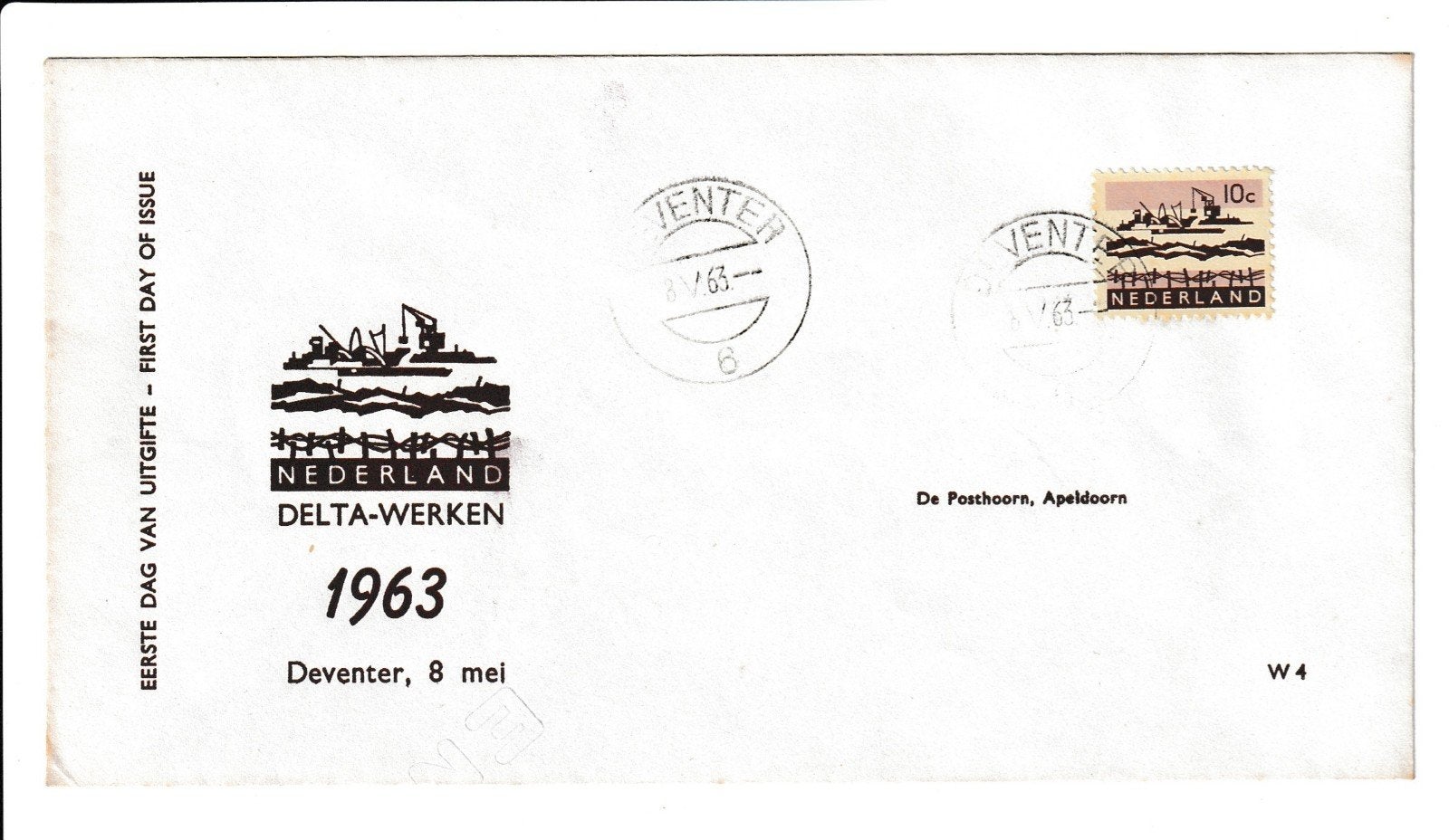 FDC 1963 Deltawerken onbeschreven, Ophalen of Verzenden, Onbeschreven, Nederland