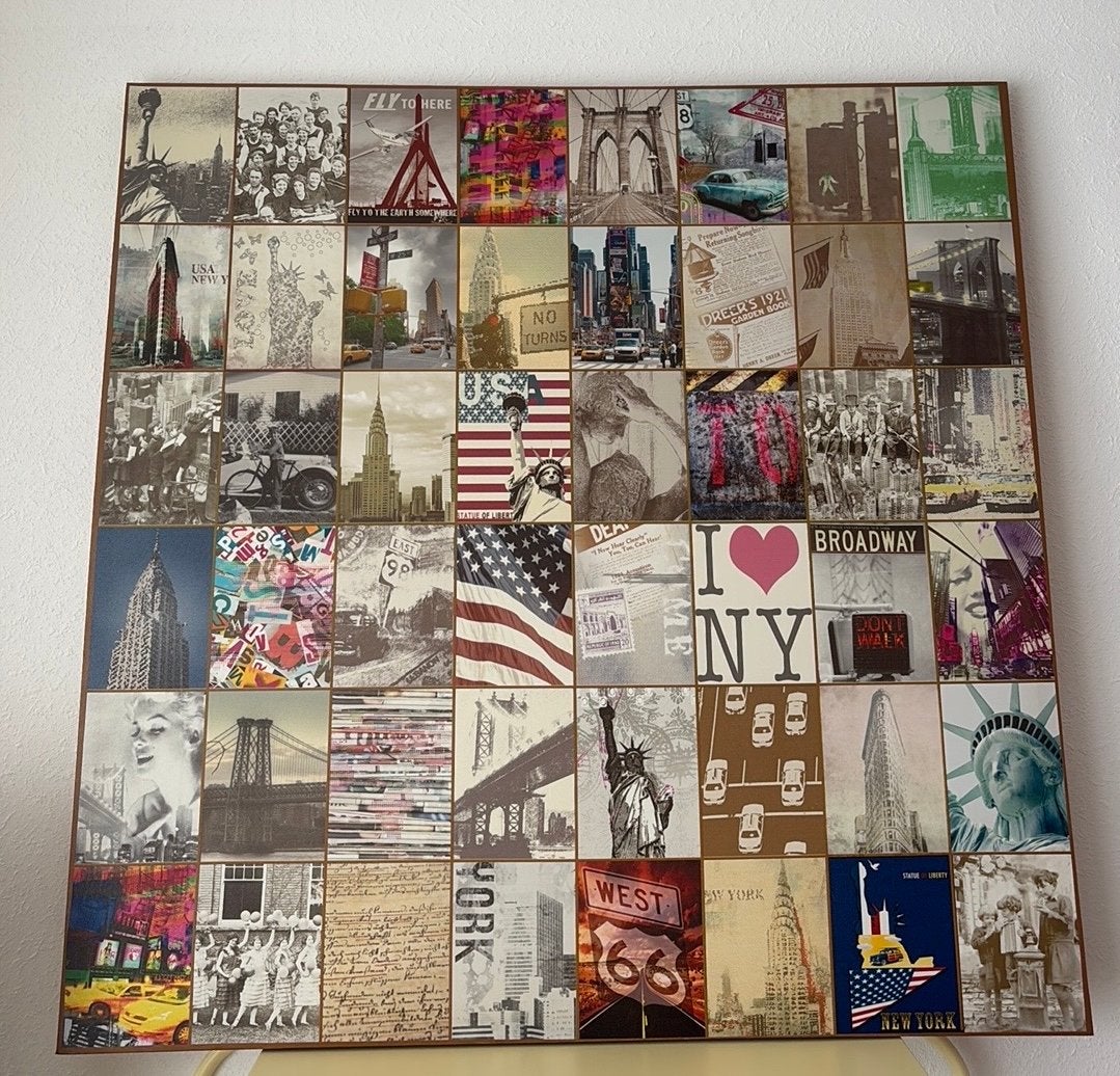 New York City collage canvas, Ophalen, Zo goed als nieuw, Schilderij, 75 tot 100 cm