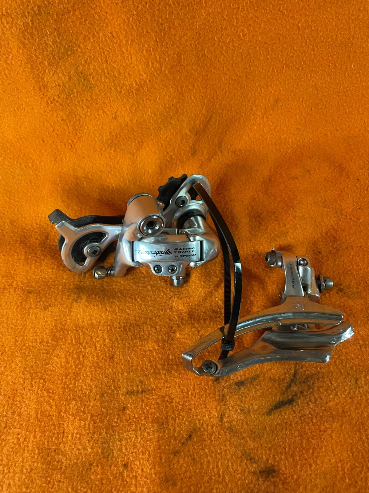 Campagnolo Racing T Derailleur Set -9sp  Triple racefiets, Gebruikt, Verzenden, Derailleur of Ketting, Aluminium