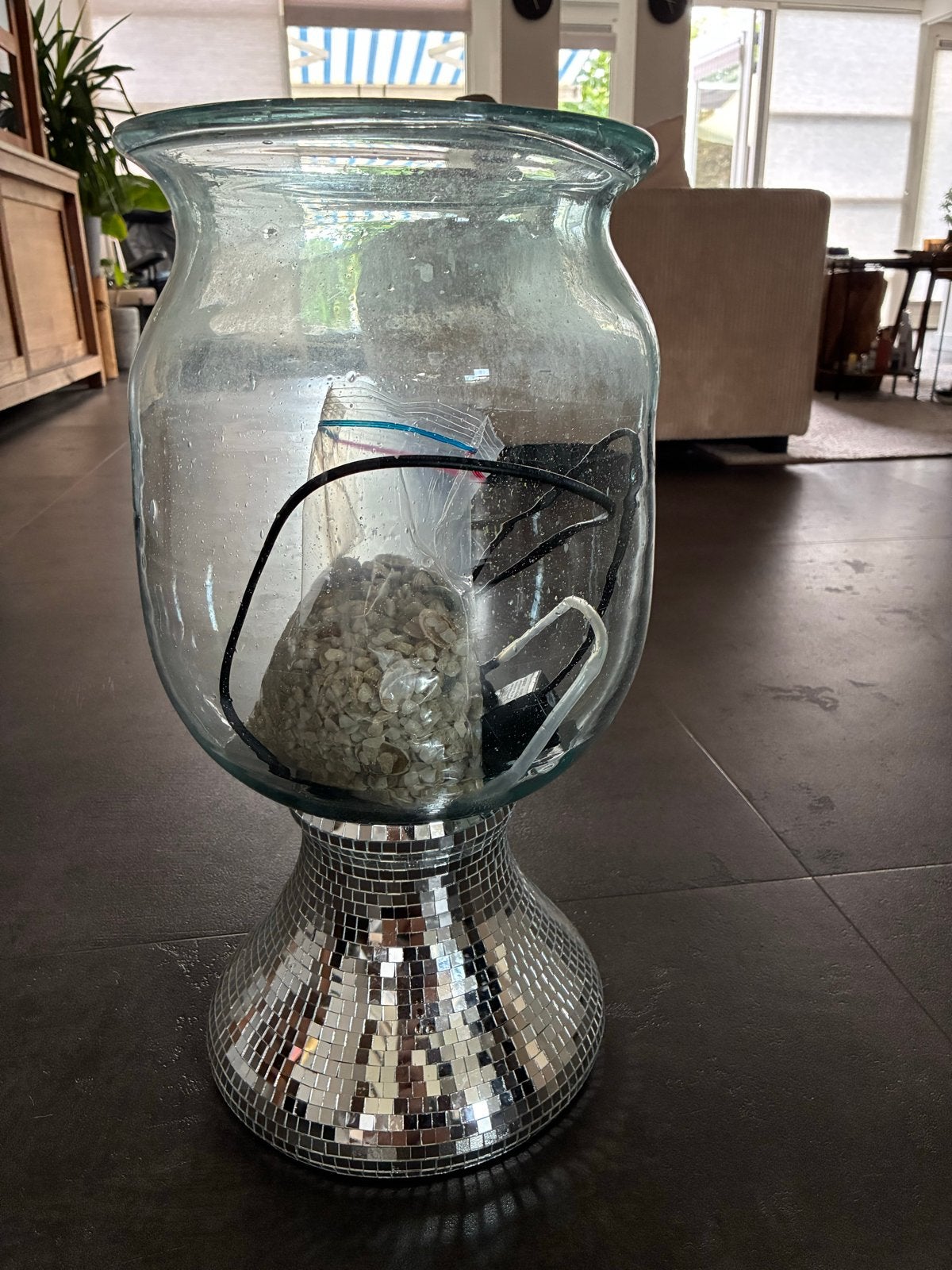 Vissekom op voet, Ophalen, Gebruikt, Leeg aquarium