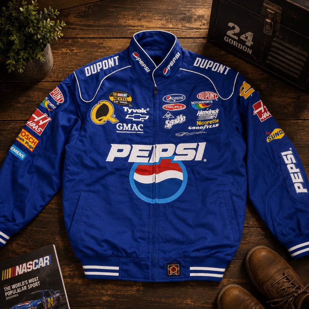 Pepsi NASCAR Racing Jacket – Vintage - Maat L, Pepsi, Maat 52/54 (L), Blauw, Nieuw