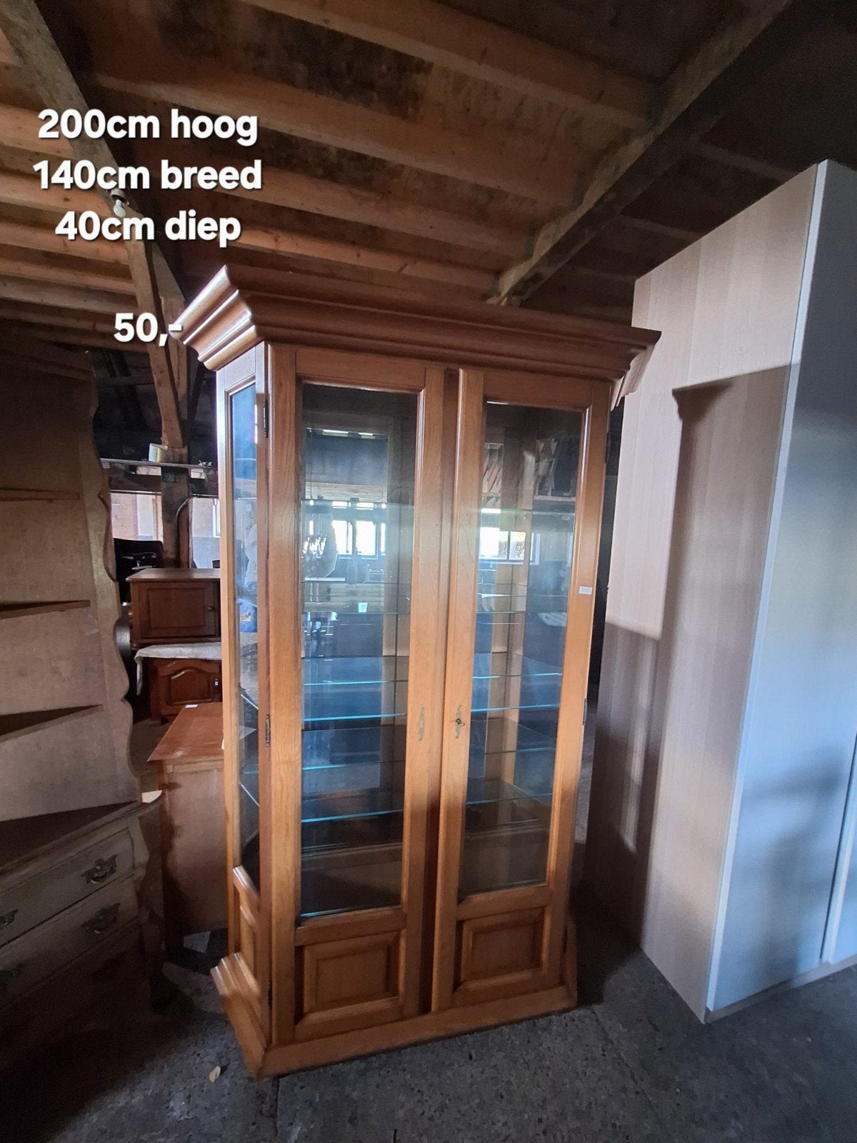 vitrinekast, Huis en Inrichting, Ophalen, 50 tot 100 cm, Zo goed als nieuw, 150 tot 200 cm