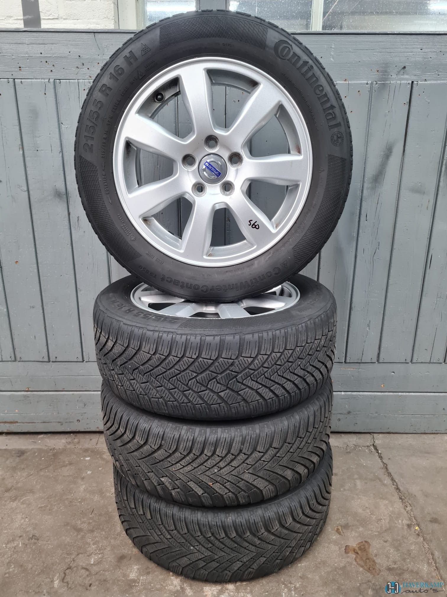 Volvo S60 winterset 215 55 16 origineel, Ophalen, -, Banden en Velgen, Winterbanden