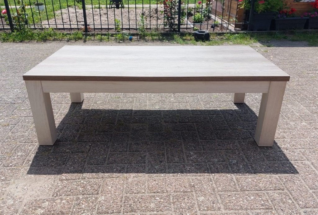 salontafel Lynn wit eiken landelijk, Huis en Inrichting, Tafels | Salontafels, Ophalen, Gebruikt, 100 tot 150 cm, 50 tot 100 cm