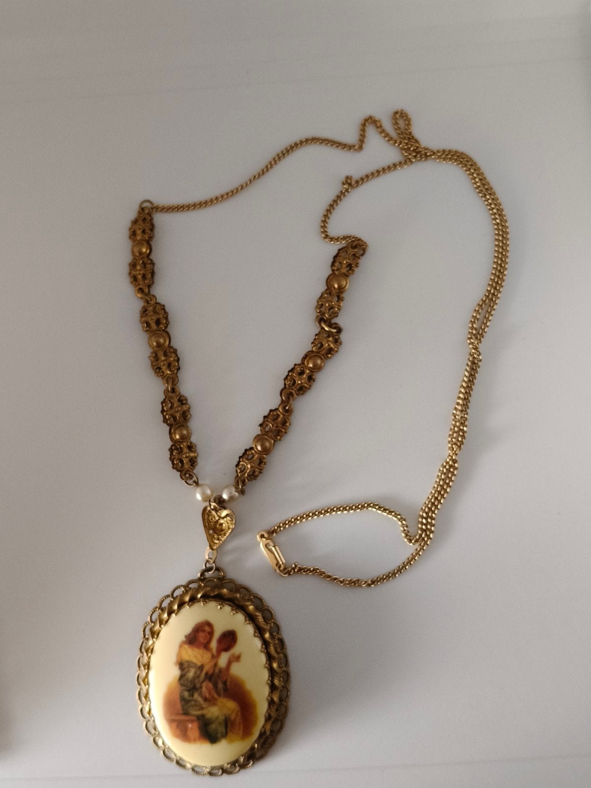 Vintage jaren '50 West-Germany ketting, Sieraden, Tassen en Uiterlijk, Kettingen, Gebruikt, Ophalen of Verzenden, Goud, Overige materialen