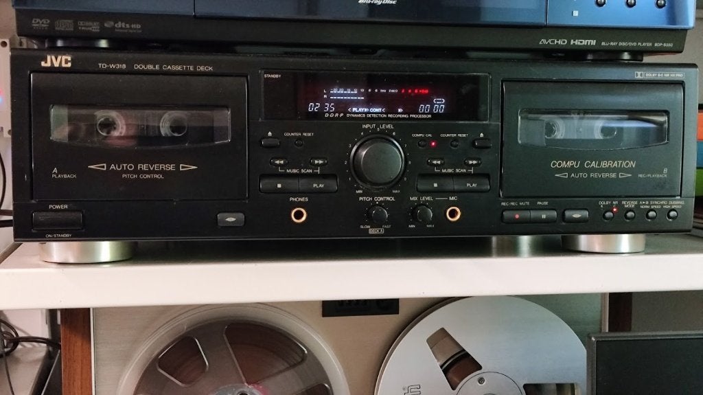 JVC TD-W318  double cassette deck, Audio, Tv en Foto, Cassettedecks, Ophalen of Verzenden, Dubbel, JVC, Tiptoetsen
