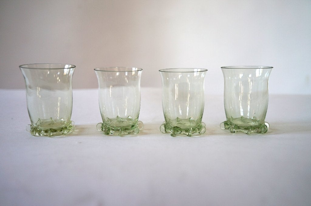 4 glas handgemaakt groen bruids glaasjes bruidsglas shot, Glas of Glazen, Ophalen of Verzenden, Overige stijlen, Glas