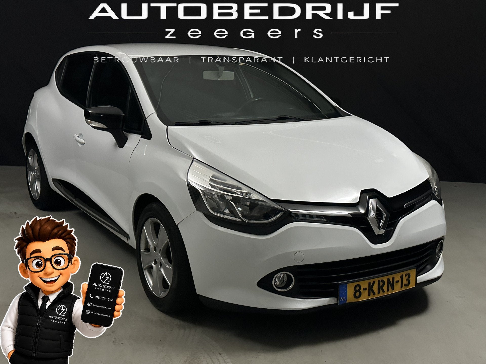 Renault Clio 0.9 TCe Dynamique *Navi*AC* (bj 2013), Auto's, Voorwielaandrijving, 540 kg, Wit, Handgeschakeld